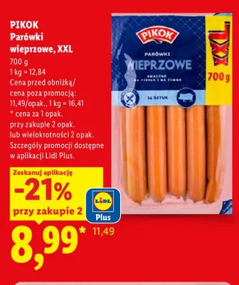 Parówki wieprzowe Pikok XXL promocja w Lidl
