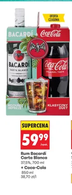 Zestaw Rum Bacardí Carta Blanca + Coca-Cola promocja w Biedronka