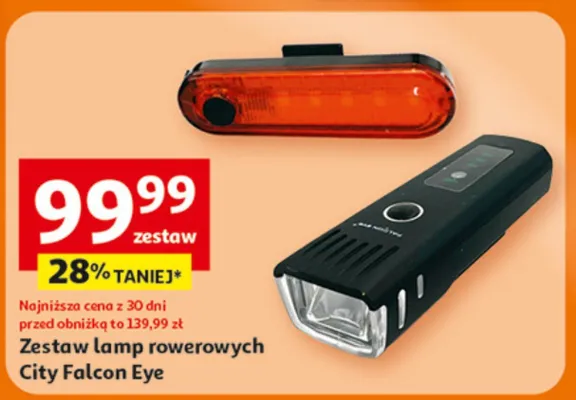 Zestaw lamp rowerowych City Falcon Eye promocja w Auchan