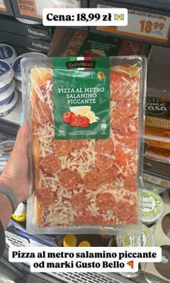 Pizza al metro salamino piccante Gusto Bello promocja w Biedronka