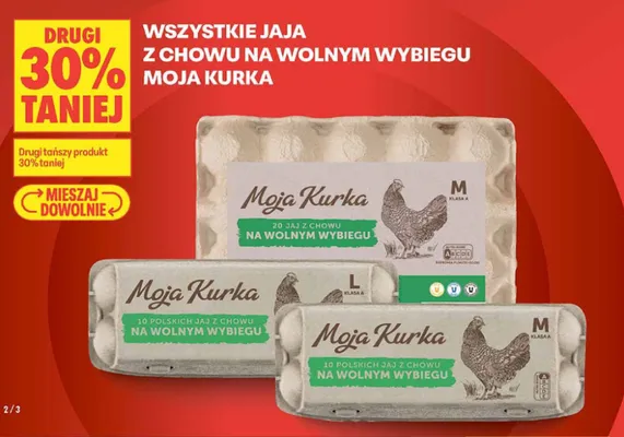 Jaja z chowu na wolnym wybiegu Moja Kurka promocja w Biedronka