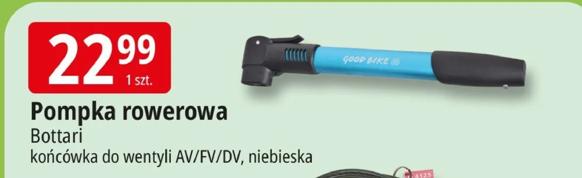 Pompka rowerowa końcówka do wentyli AV/FV/DV, niebieska promocja w Leclerc