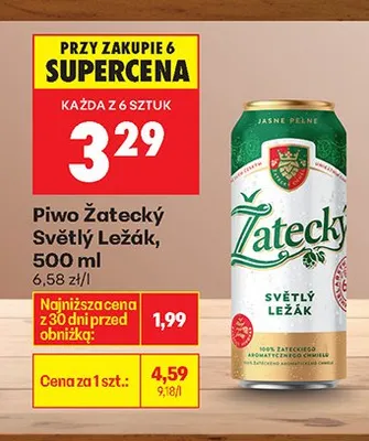 Piwo Žatecký Světlý Ležák 500ml promocja w Biedronka