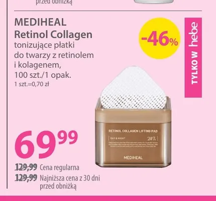 Retinol Collagen tonizujące płatki do twarzy z retinolem i kolagenem Mediheal promocja w Hebe