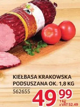 Kiełbasa krakowska podsuszana ok. 1,8 kg promocja w Selgros