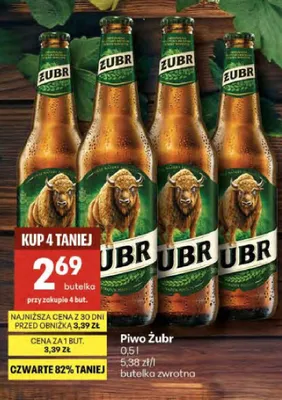 Piwo Żubr butelka zwrotna wybrane rodzaje promocja w Delikatesy Centrum