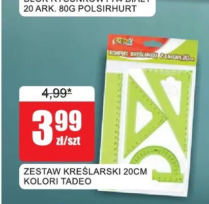 Zestaw kreślarski 20 cm Kolori Tadeo promocja w Bingo