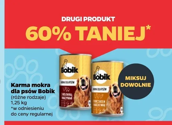 Karma mokra dla psów Bobik z drobiem i marchewką promocja w Netto