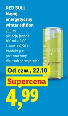 Napój energetyczny Red Bull Winter Edition pistacja-jagoda promocja w Lidl
