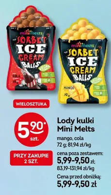 Lody kulki Mini Melts cola promocja w Żabka