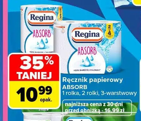 Ręcznik papierowy Absorb 3-warstwowy Regina promocja w Carrefour