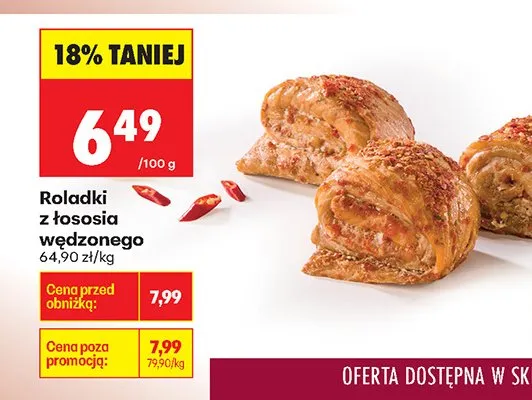 Roladki z łososia wędzonego promocja w Biedronka
