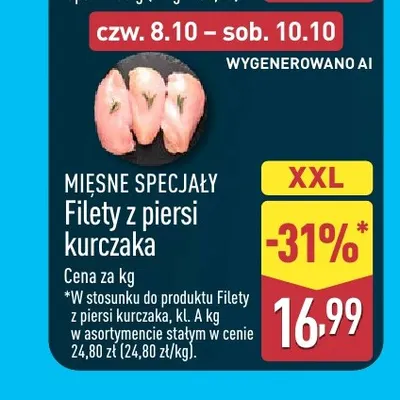 Filety z piersi kurczaka XXL Mięsne Specjały promocja w Aldi