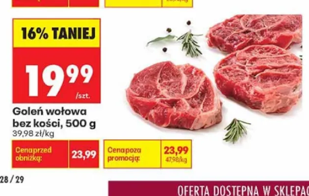 Goleń wołowa bez kości promocja w Biedronka