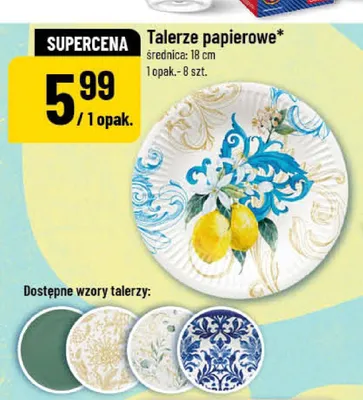 Talerze papierowe średnica: 18cm promocja w POLOmarket