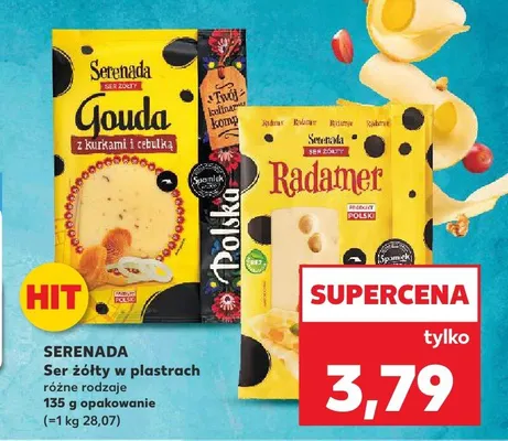 Ser żółty w plastrach Gouda z kurkami i cebulką Serenada promocja w Kaufland