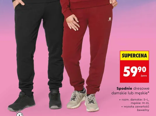 Spodnie dresowe damskie lub męskie promocja w Biedronka