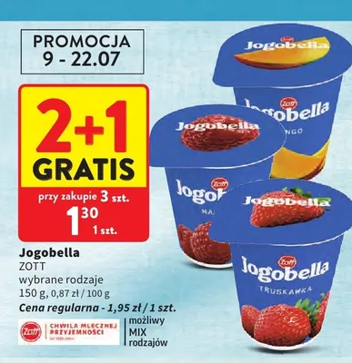 Jogurt Jogobella jagoda promocja w Intermarche