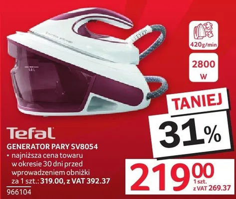 Generator pary TEFAL GENERATOR PARY SV8054 promocja w Selgros