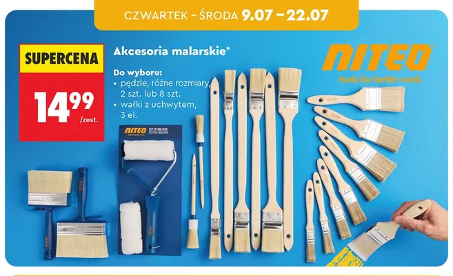 Pędzle malarskie NITEO 2-pak promocja w Biedronka