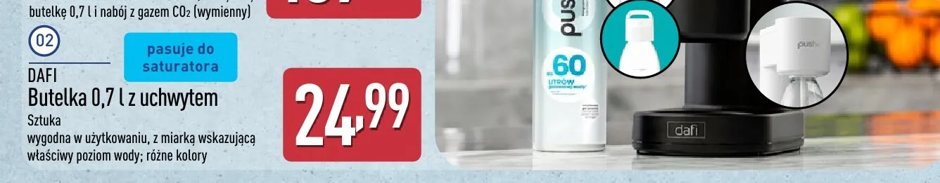 Butelka Dafi 0,7 l z uchwytem promocja w Aldi