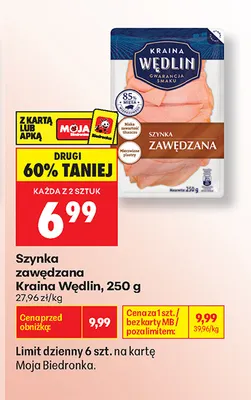 Szynka zawędzana Kraina Wędlin promocja w Biedronka