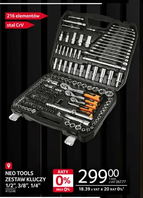 Zestaw kluczy 1/2", 3/8", 1/4" Neo Tools promocja w Selgros