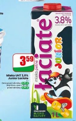Mleko UHT 3,8% Junior Łaciate promocja w Dino