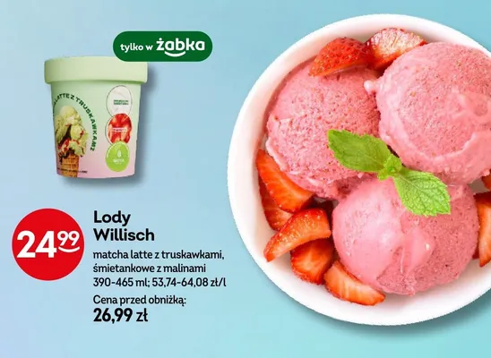 Lody Willisch matcha latte z truskawkami promocja w Żabka