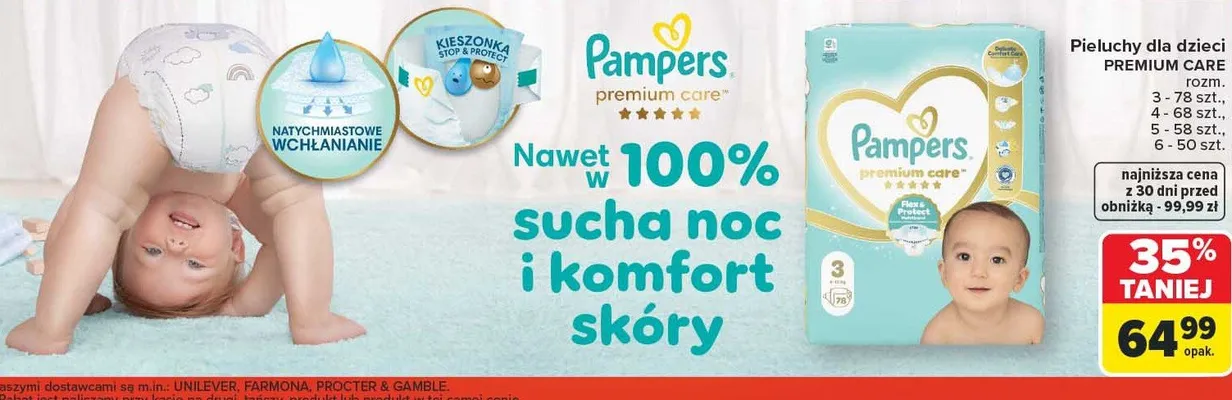 Pieluchy dla dzieci Premium Care rozm. 3 promocja w Carrefour