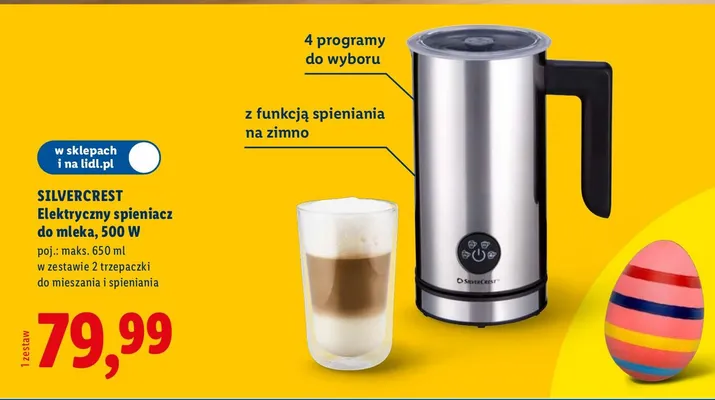 Elektryczny spieniacz do mleka Silvercrest promocja