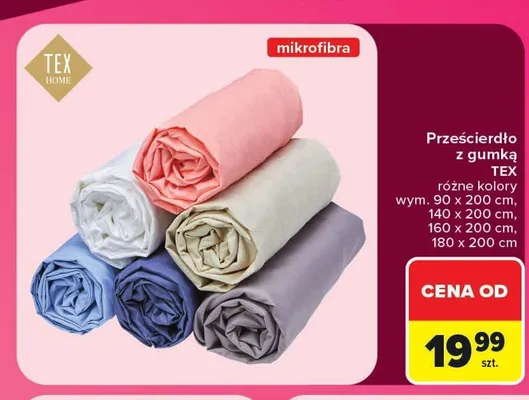 Prześcieradło z gumką mikrofibra TEX promocja w Carrefour