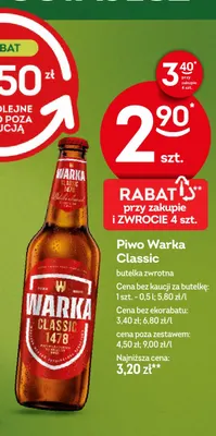 Piwo Warka Classic promocja w Żabka
