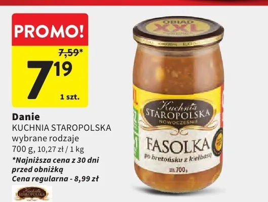 Danie fasolka w przecierze z kiełbasą promocja w Intermarche