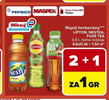 Napój herbaciany Lipton, Nestea, Fuze Tea promocja w Carrefour