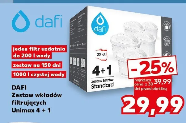 Zestaw wkładów filtrujących DAFI Unimax 4+1 promocja w Kaufland