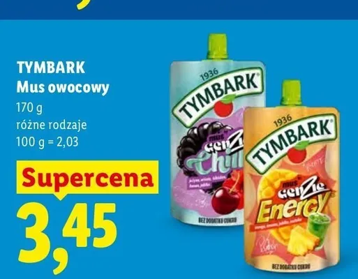Mus owocowy Tymbark Energy promocja w Lidl