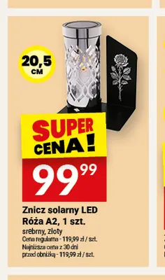 Znicz solarny LED Róża A2 złoty promocja w Twój Market