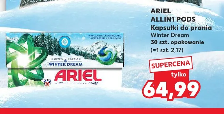 Kapsułki do prania Allin1 Pods Winter Dream Ariel promocja w Kaufland