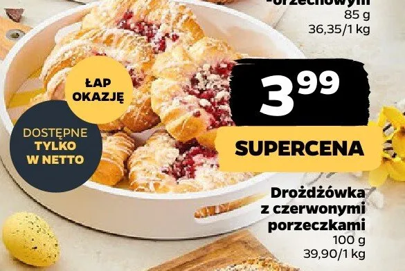 Drożdżówka z czerwonymi porzeczkami Netto promocja w Netto