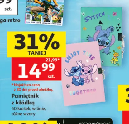 Pamiętnik z kłódką 50 kartek w linie promocja w Auchan