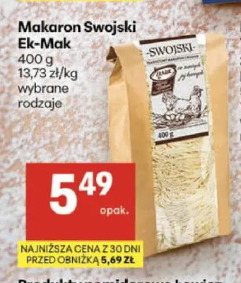 Makaron Swojski Ek-Mak promocja w Delikatesy Centrum