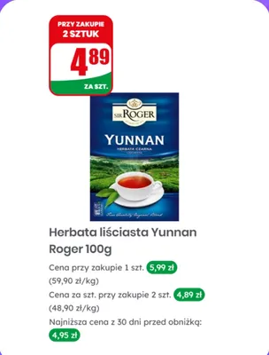 Herbata liściasta Yunnan promocja w Dino