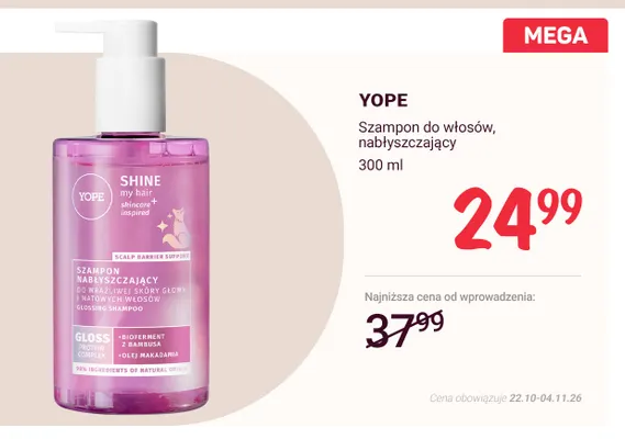 Szampon do włosów nabłyszczający Yope promocja w Rossmann