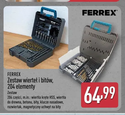 Zestaw wierteł i bitów 204 elementy Ferrex promocja w Aldi