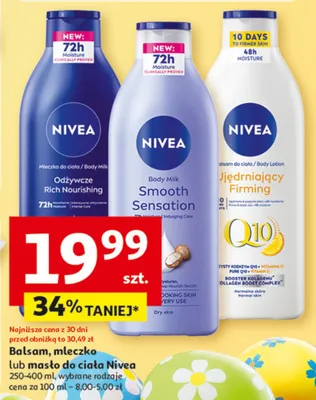 Balsam, mleczko lub masło do ciała Nivea wybrane rodzaje promocja w Auchan