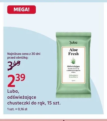 Odświeżające chusteczki do rąk Luba Aloe Fresh promocja w Rossmann