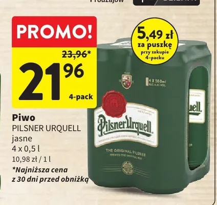 Piwo Pilsner Urquell jasne promocja w Intermarche