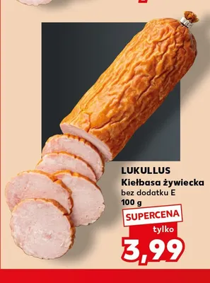 Kiełbasa żywiecka bez dodatku E Lukullus promocja w Kaufland