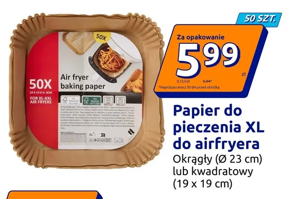Papier do pieczenia XL do airfryera okrągły Ø23 cm promocja w Action